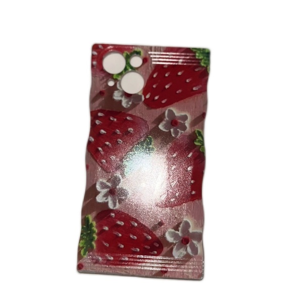 iPhone 14 squared glossy strawberry art print phone case - Picture 3 of 4